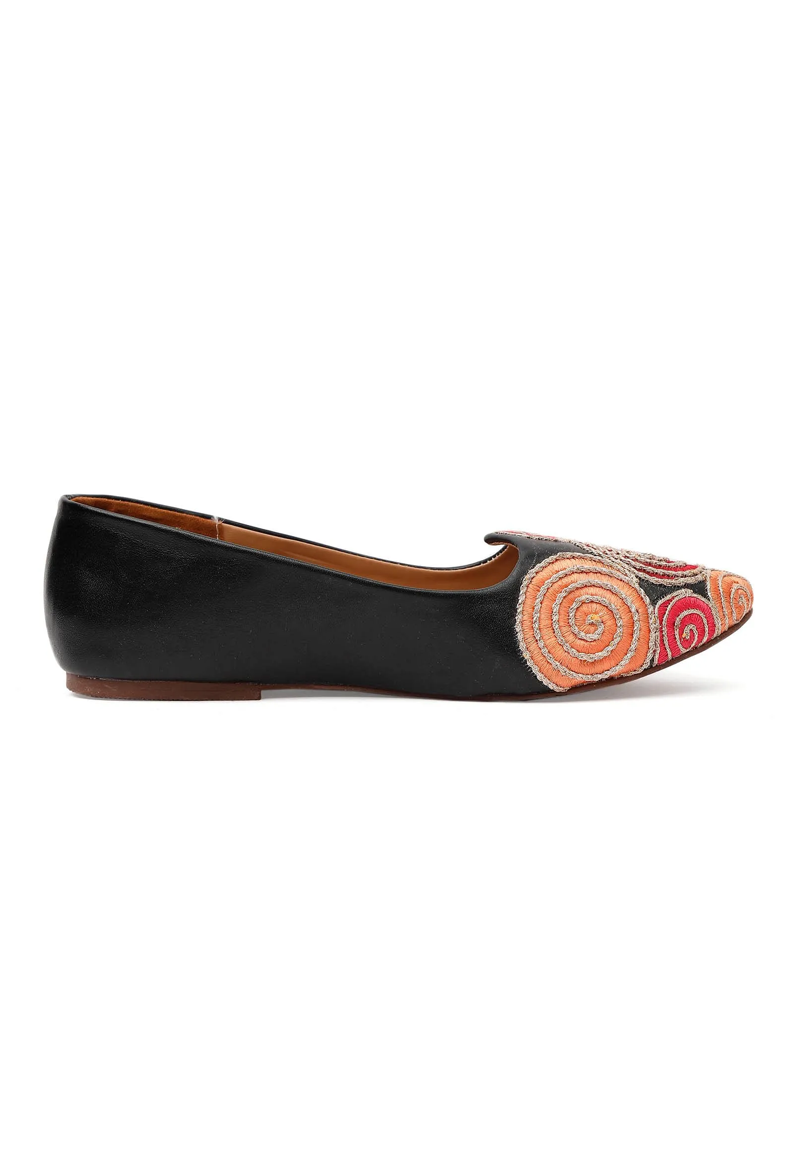 Onyx Black Multicolor Spiral Cruelty Free Leather Juttis