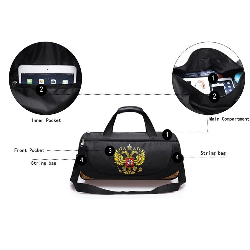 Outdoor Travel  Sport Bag With Russia Emblem