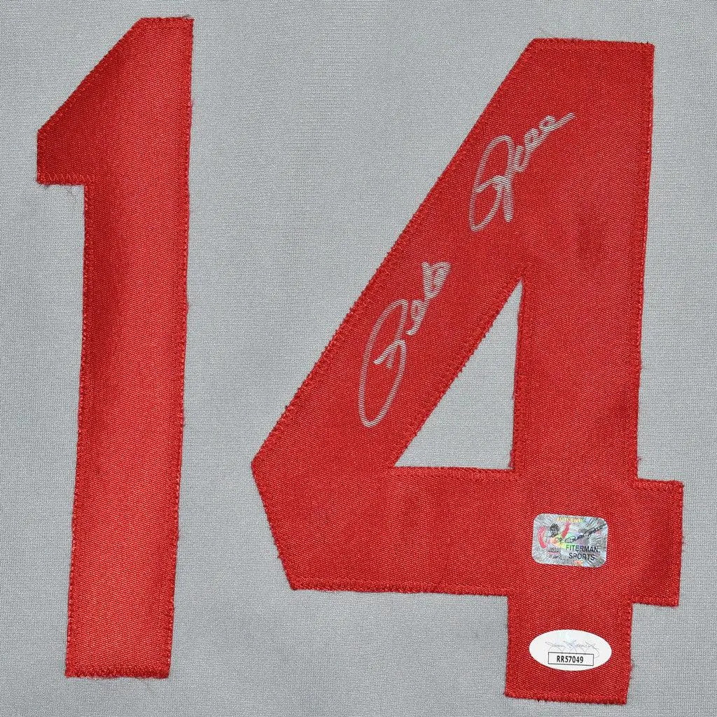 Pete Rose Signed Cincinnati Pro Style Grey Baseball Jersey (Fiterman and JSA)