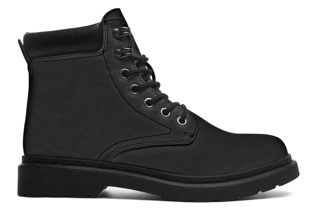 Pitch Black Classic Boots - High Quality Micro-Suede Weatherproof Vegan Shoes with Stitched on Soles