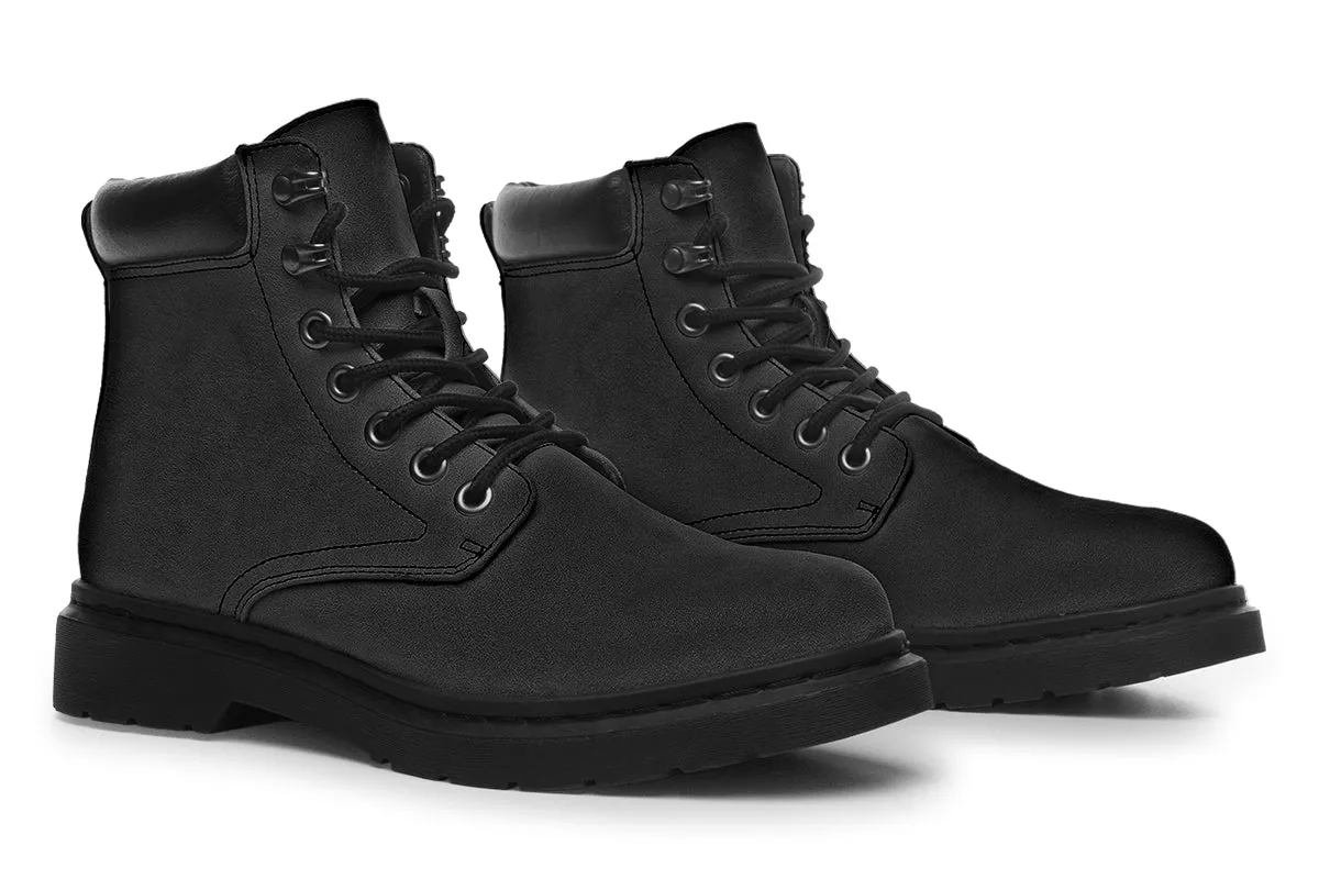 Pitch Black Classic Boots - High Quality Micro-Suede Weatherproof Vegan Shoes with Stitched on Soles