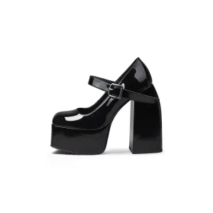 Platform-Heel Mary Jane Pumps