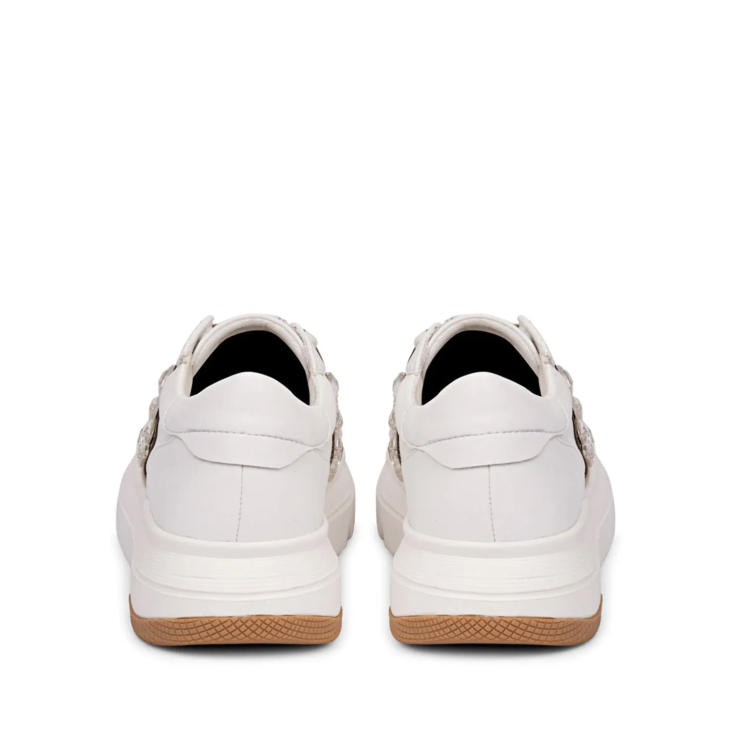 Saint Joanna Crystal Off White Leather Sneakers.