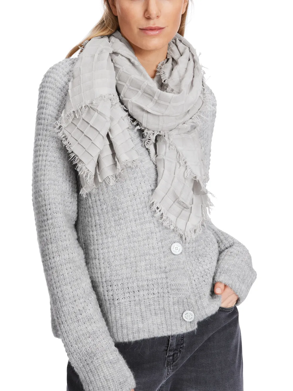 Soft Grey Pleated Scarf