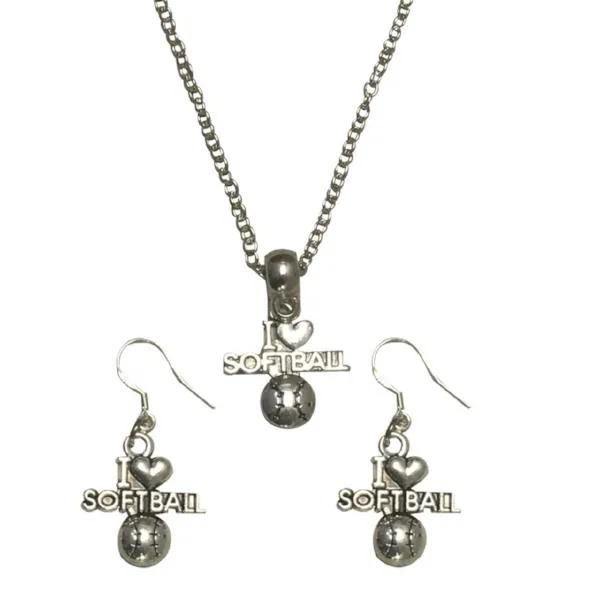 Softball Necklace & Earrings