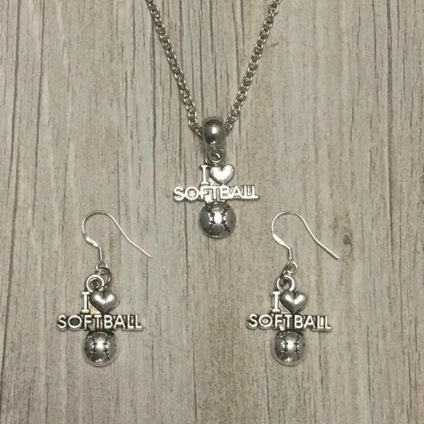 Softball Necklace & Earrings