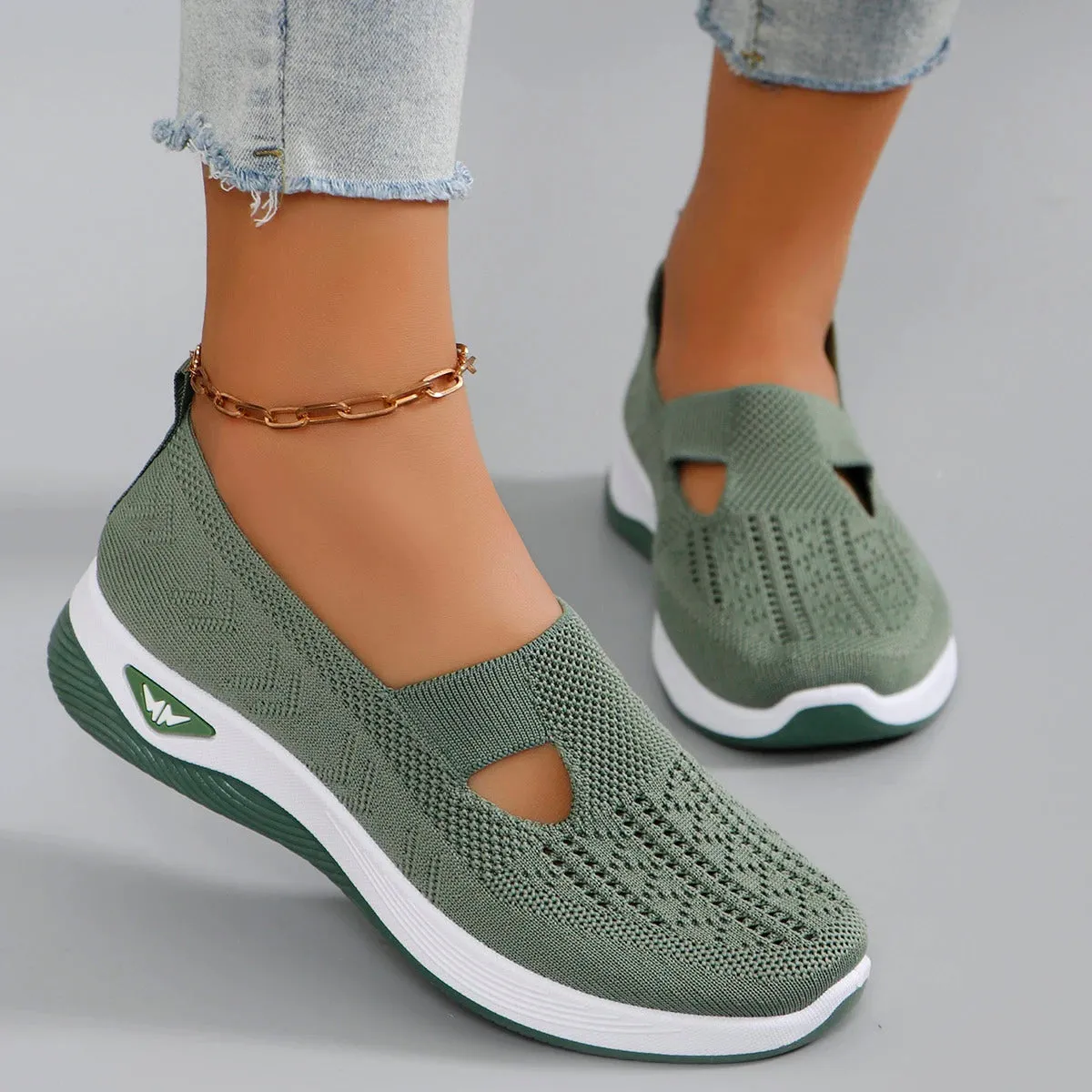 Spring new women's sports shoes, fashionable, breathable, lightweight, non-slip, wear-resistant, casual sports shoes, flat shoes