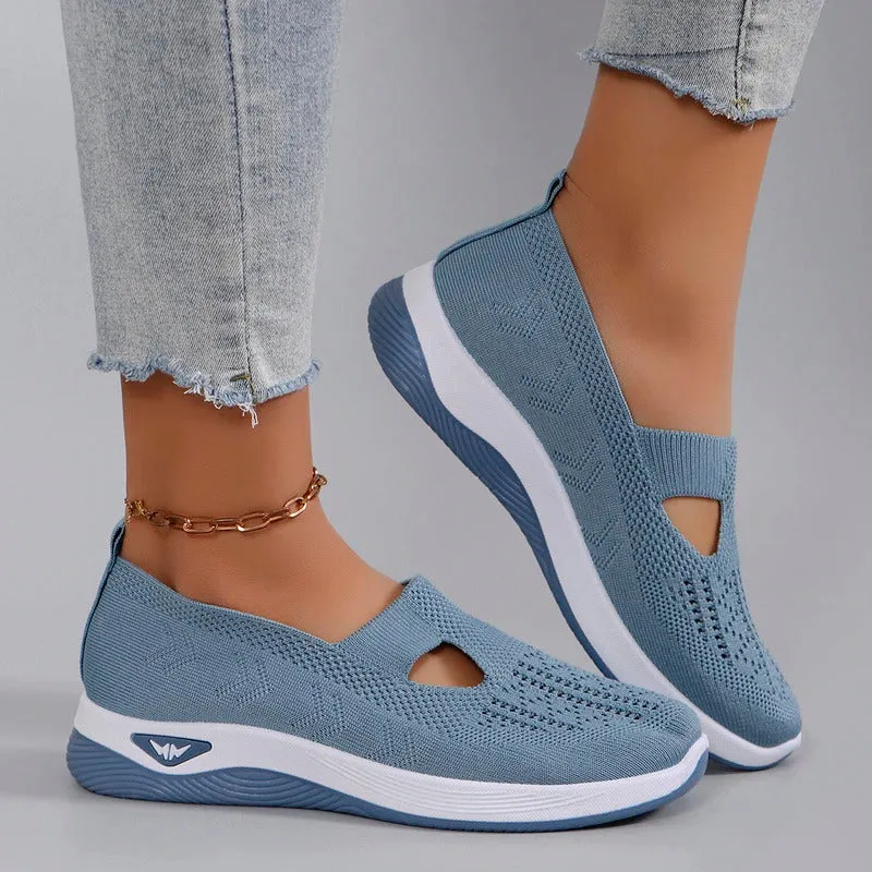 Spring new women's sports shoes, fashionable, breathable, lightweight, non-slip, wear-resistant, casual sports shoes, flat shoes