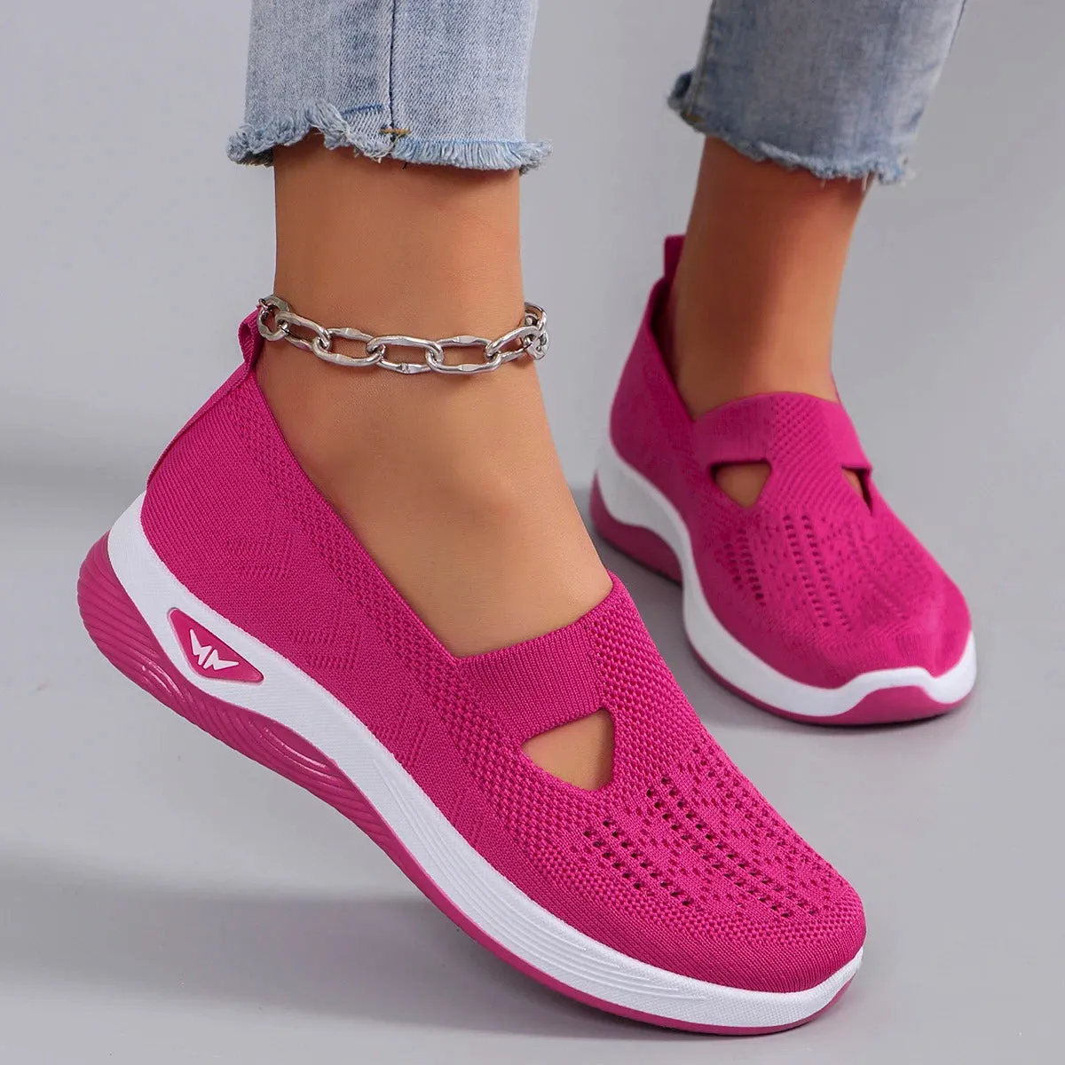 Spring new women's sports shoes, fashionable, breathable, lightweight, non-slip, wear-resistant, casual sports shoes, flat shoes