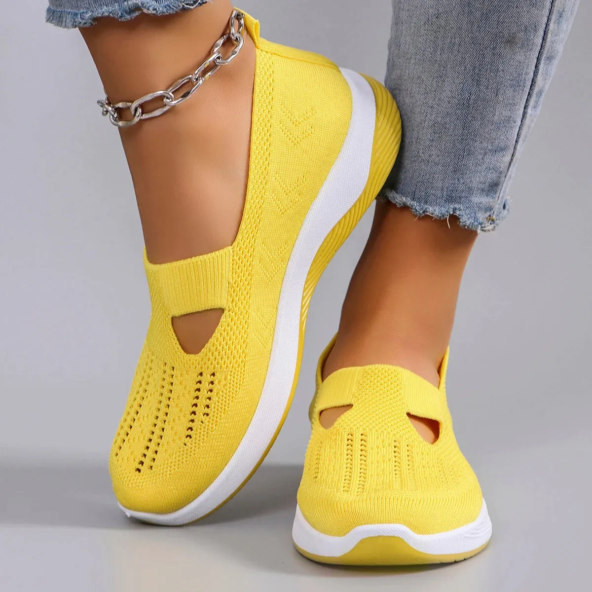 Spring new women's sports shoes, fashionable, breathable, lightweight, non-slip, wear-resistant, casual sports shoes, flat shoes