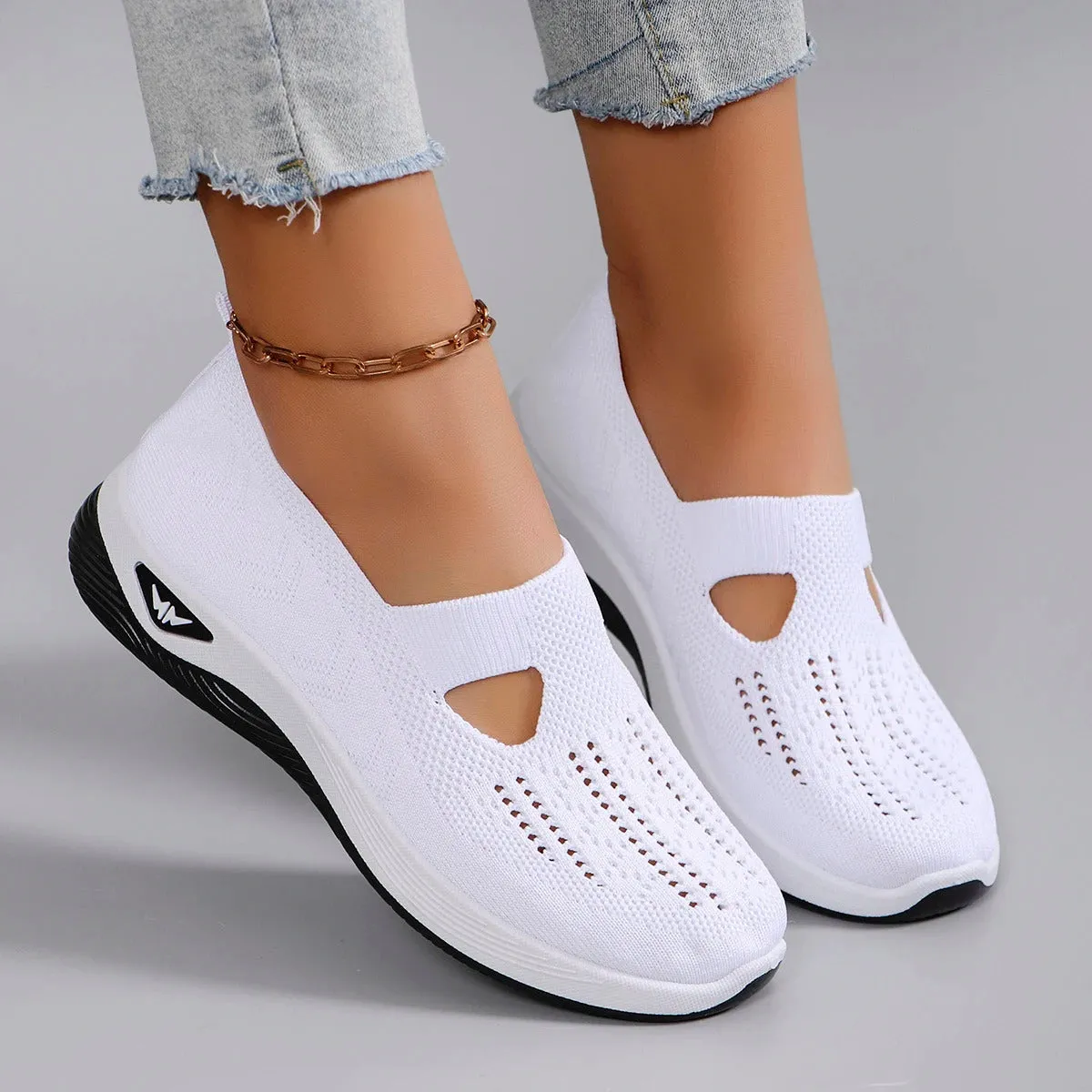 Spring new women's sports shoes, fashionable, breathable, lightweight, non-slip, wear-resistant, casual sports shoes, flat shoes