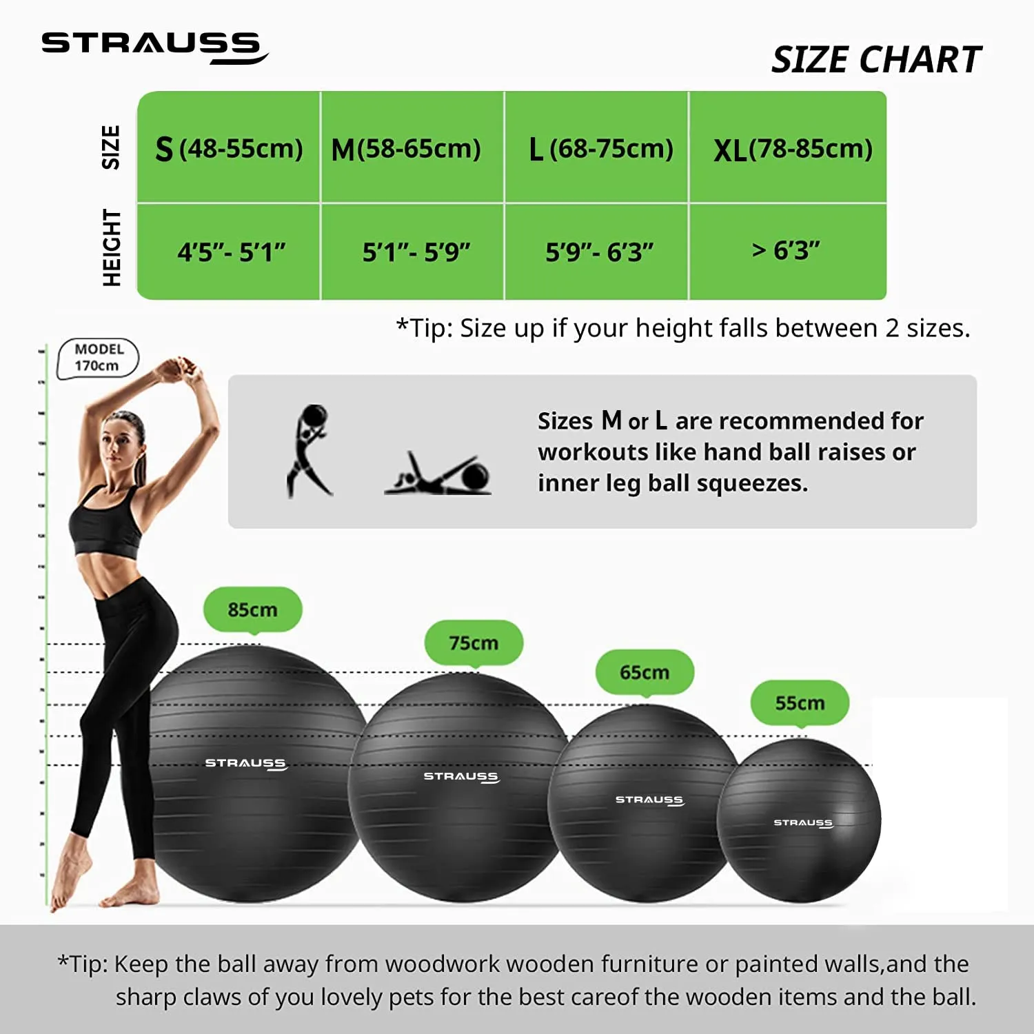 STRAUSS Anti-Burst Rubber Peanut Shape Gym Ball with Free Foot Pump | Round Shape Swiss Ball for Exercise, Workout, Yoga, Pregnancy, Birthing, Balance & Stability, 95x45 cm, (Grey)