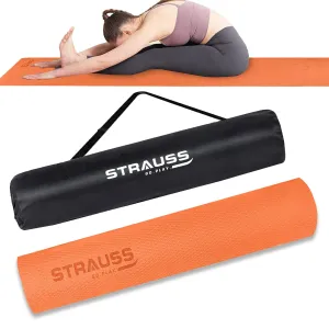 Strauss Anti Skid EVA Yoga Mat with Carry Bag, 4mm, (Orange)