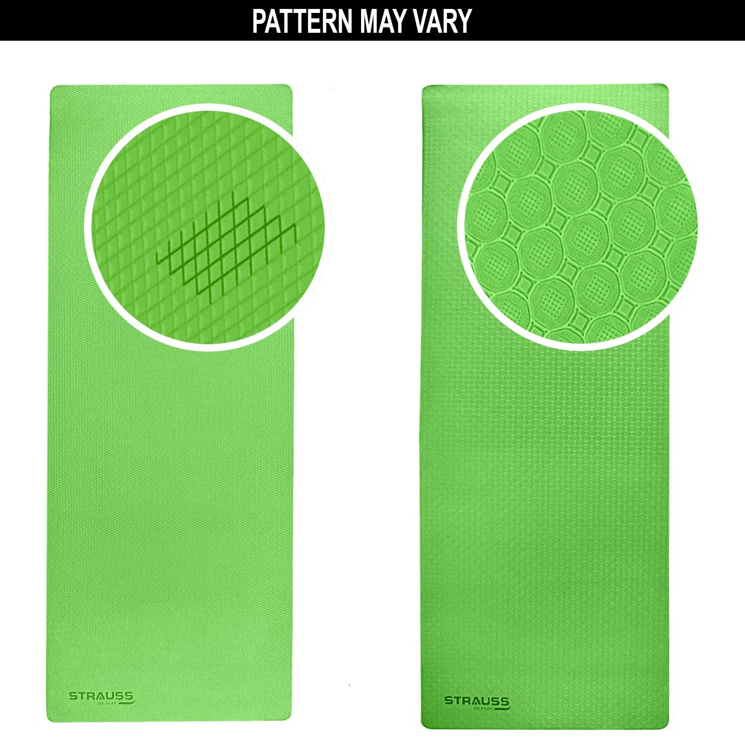 Strauss Anti Skid TPE Yoga Mat with Carry Bag, 8mm, (Green)