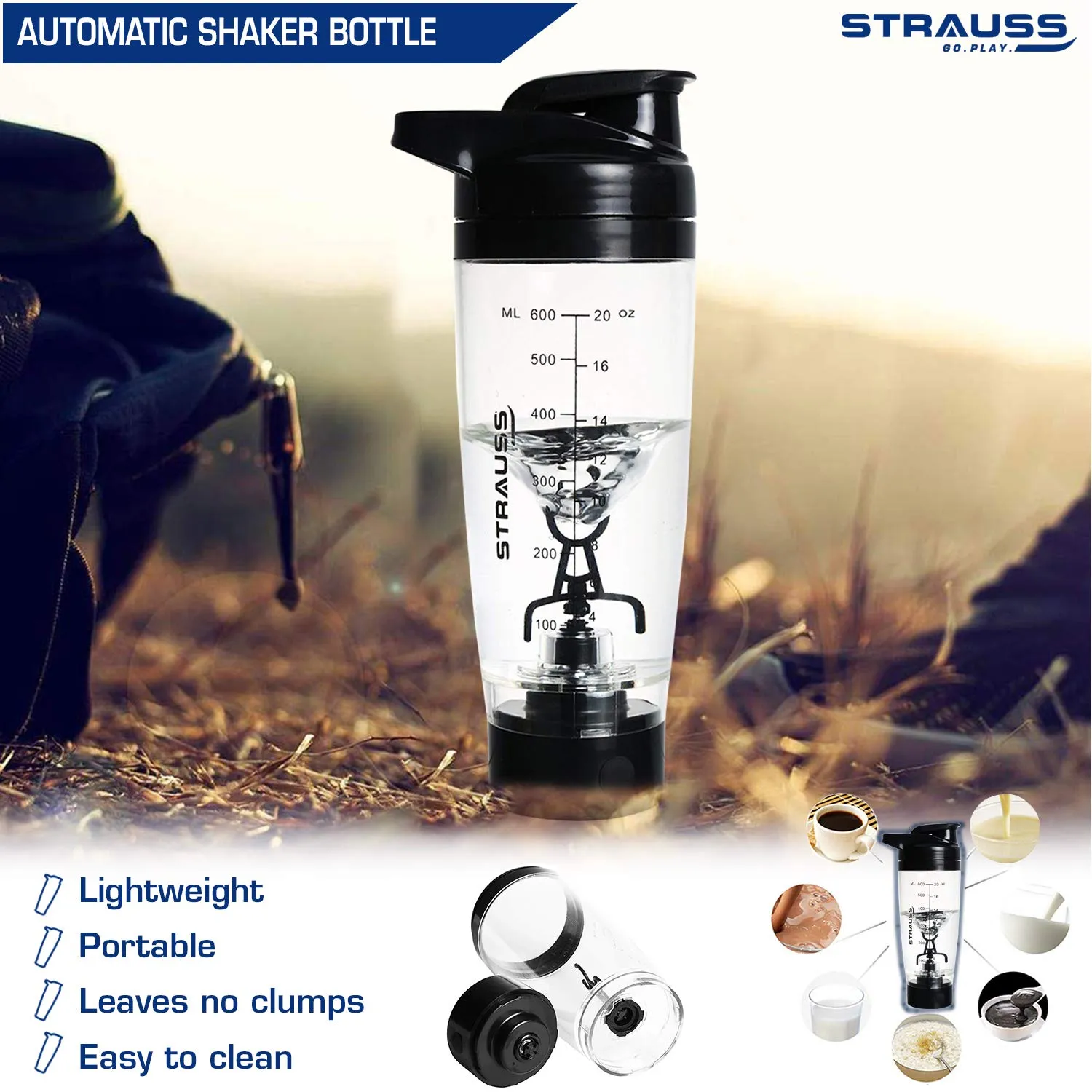 Strauss Automatic Shaker Bottle, 600ml