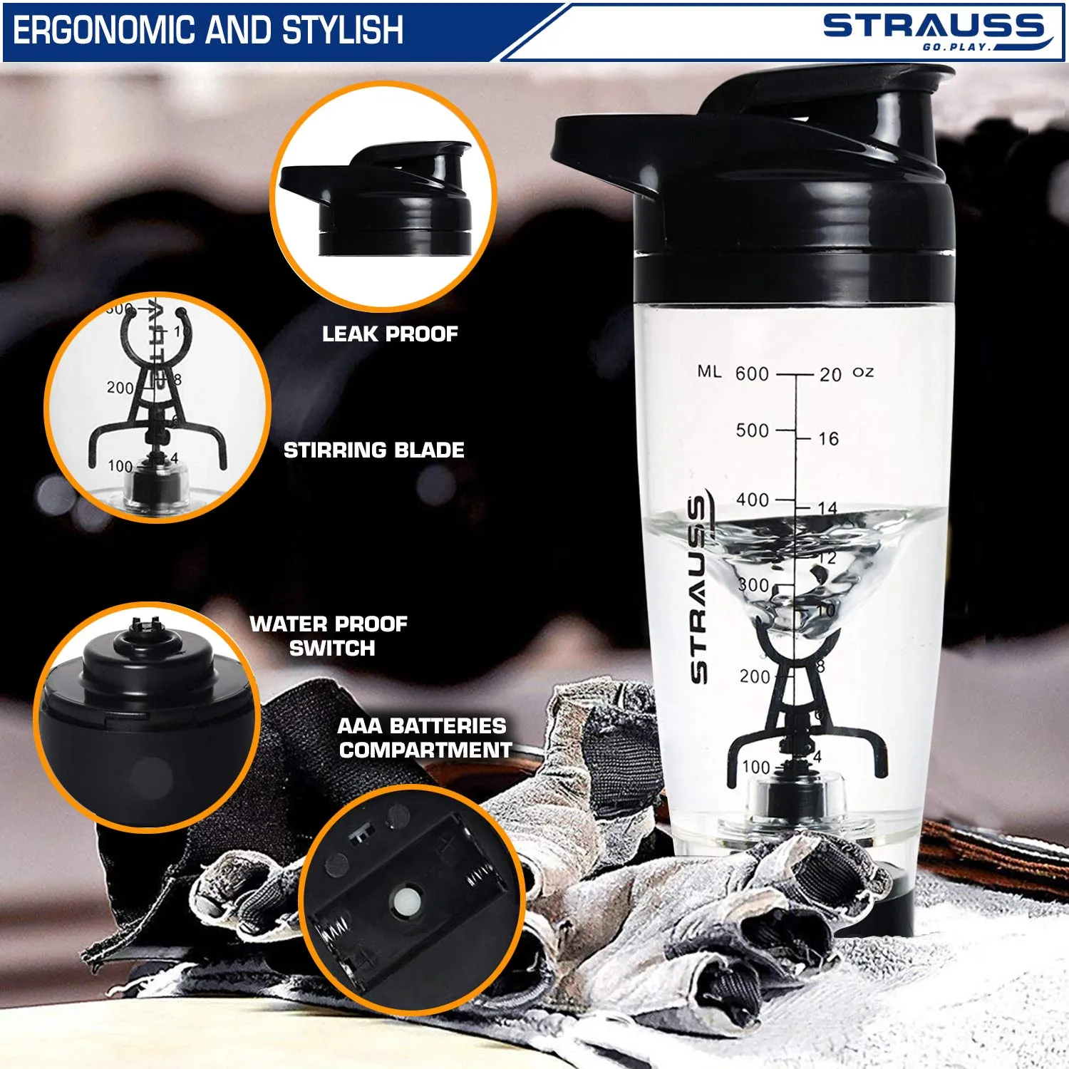 Strauss Automatic Shaker Bottle, 600ml