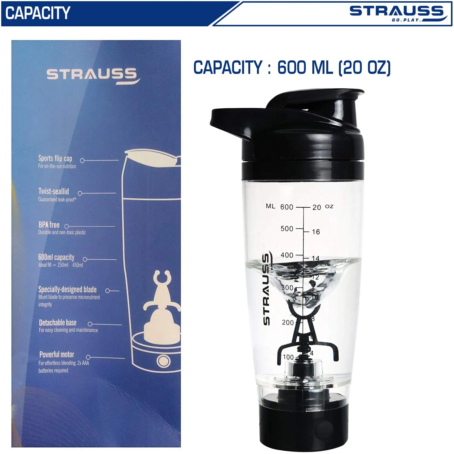 Strauss Automatic Shaker Bottle, 600ml