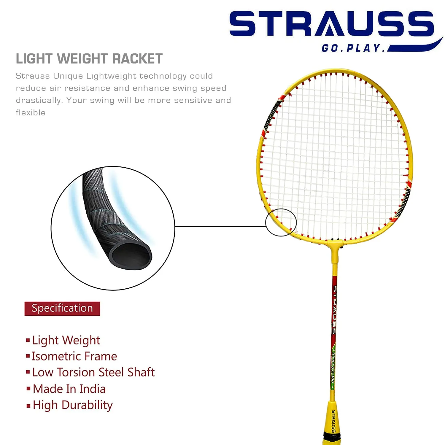 Strauss Badminton Racket Pair, Strike-100, (Iron Material)