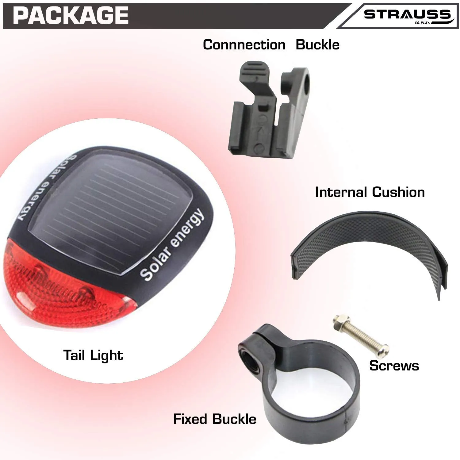 Strauss Bicycle LED Headlight with Horn and Bicycle Solar Tail Light