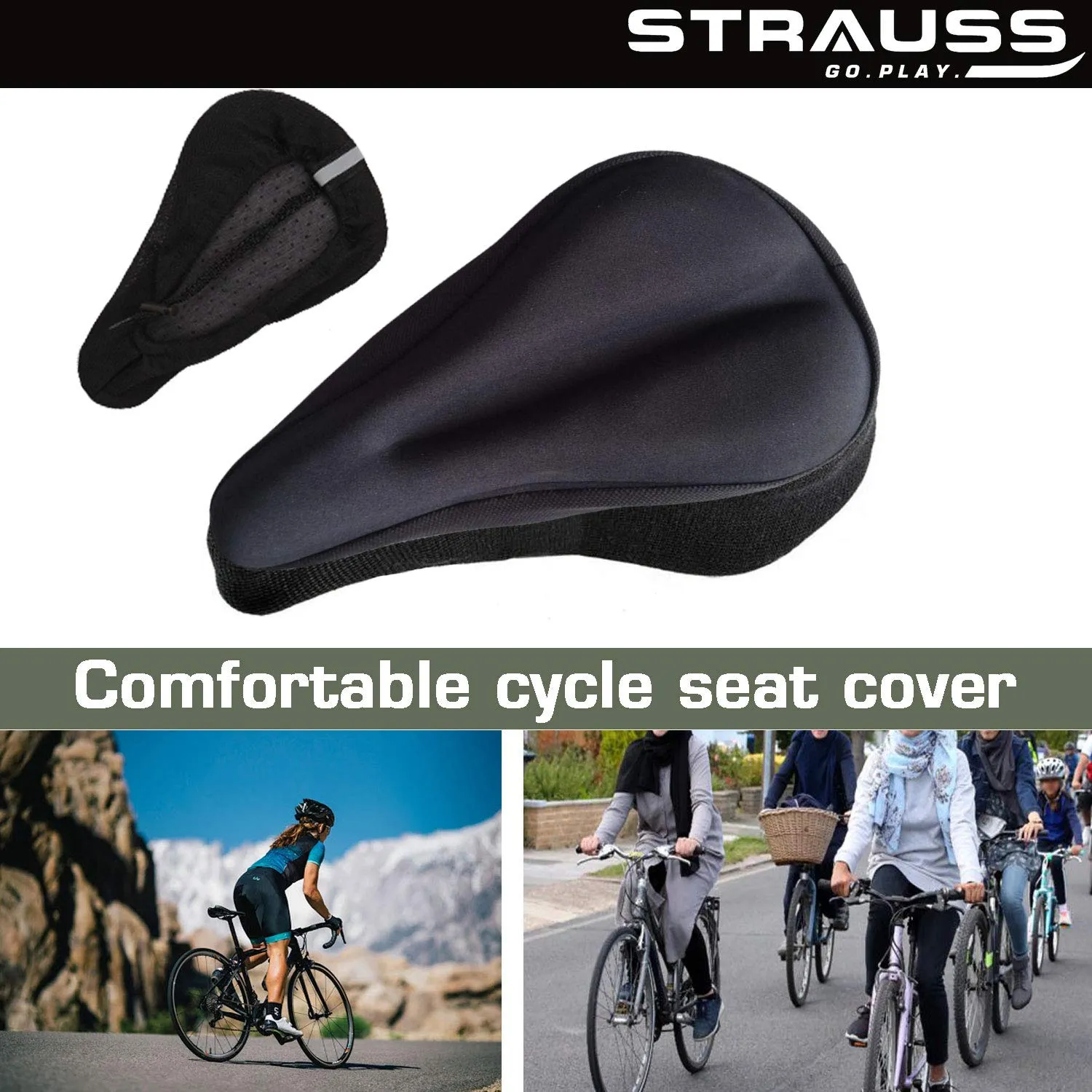 Strauss Bicycle Saddle Seat Cover, (Black), Sporty Cycling/Gym Gloves, Small, (Black/Red)