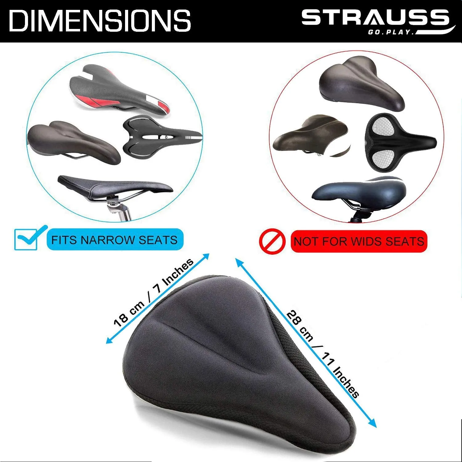 Strauss Bicycle Saddle Seat Cover, (Black), Sporty Cycling/Gym Gloves, Small, (Black/Red)