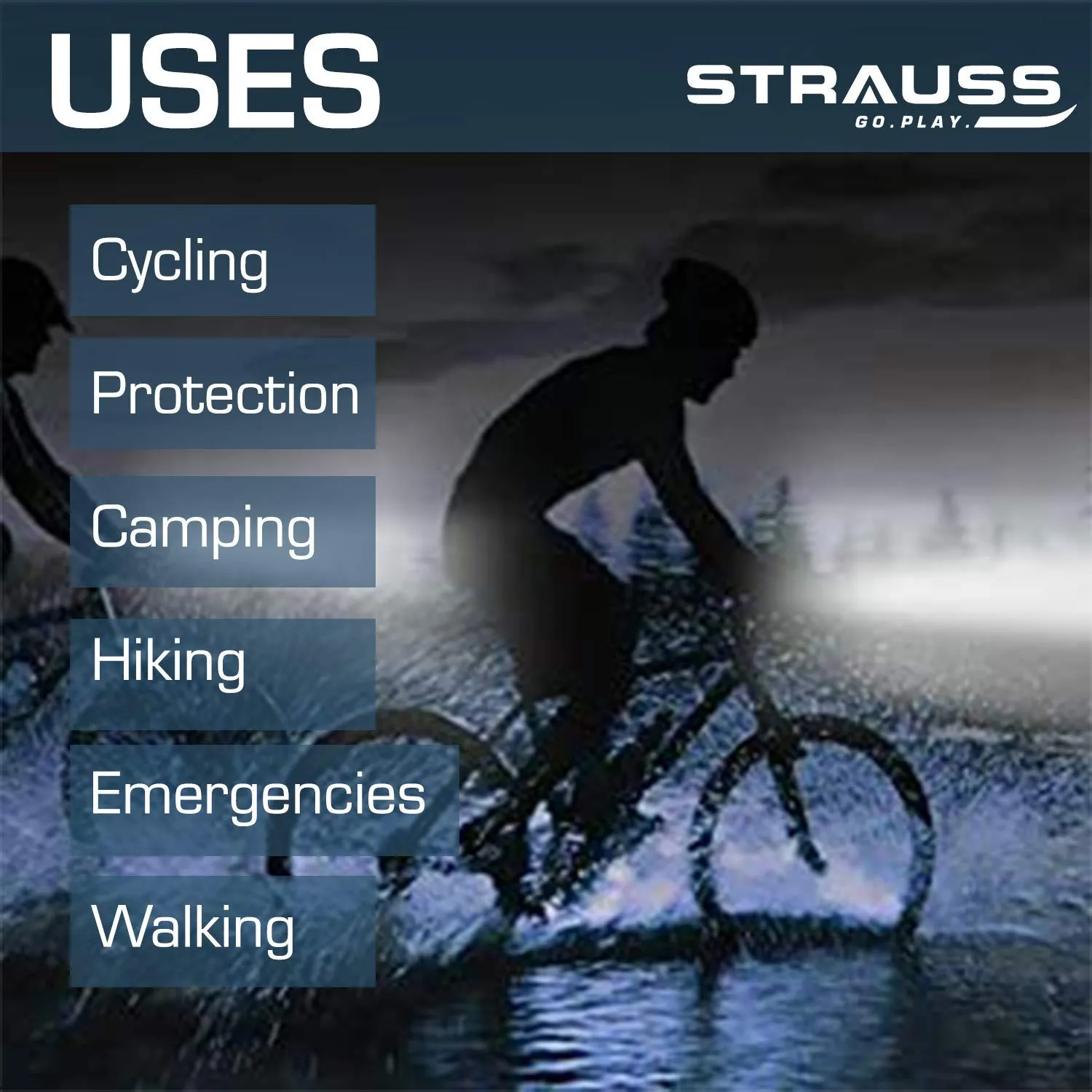 Strauss Bicycle Solar Tail Light and Bicycle Zoom LED Torch with Mount Holder