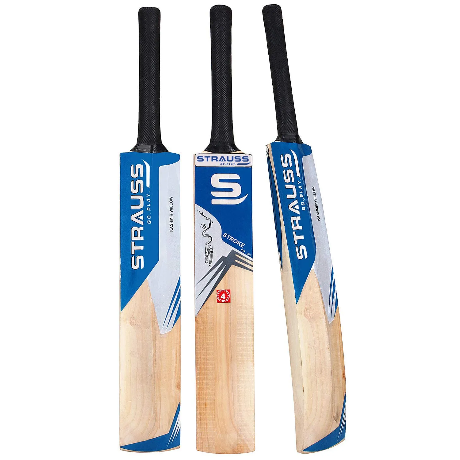 Strauss Cricket Bat | Edition: Super | Kashmir Willow | Size: 4 | Tennis & Synthetic Ball Cricket Bat | Tennis Cricket Bat