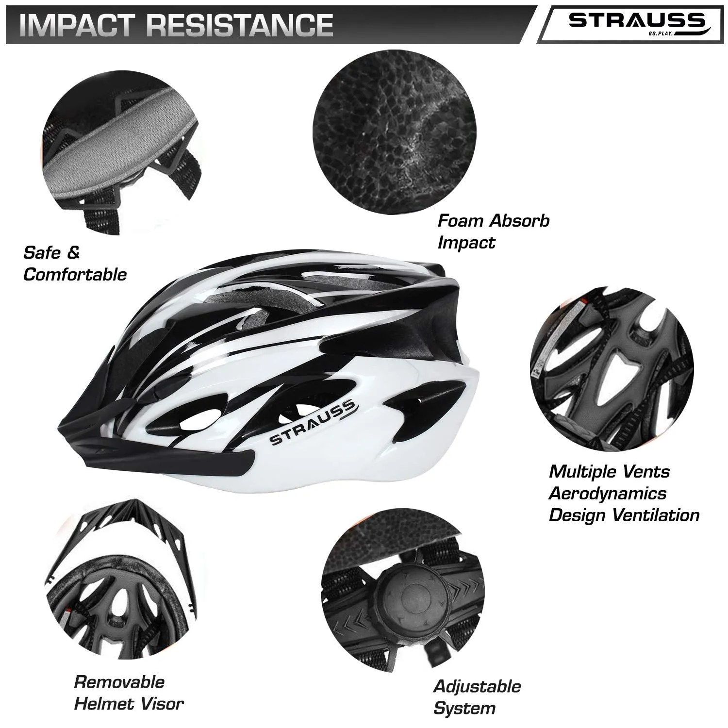 Strauss Cycling Helmet (Black/White)