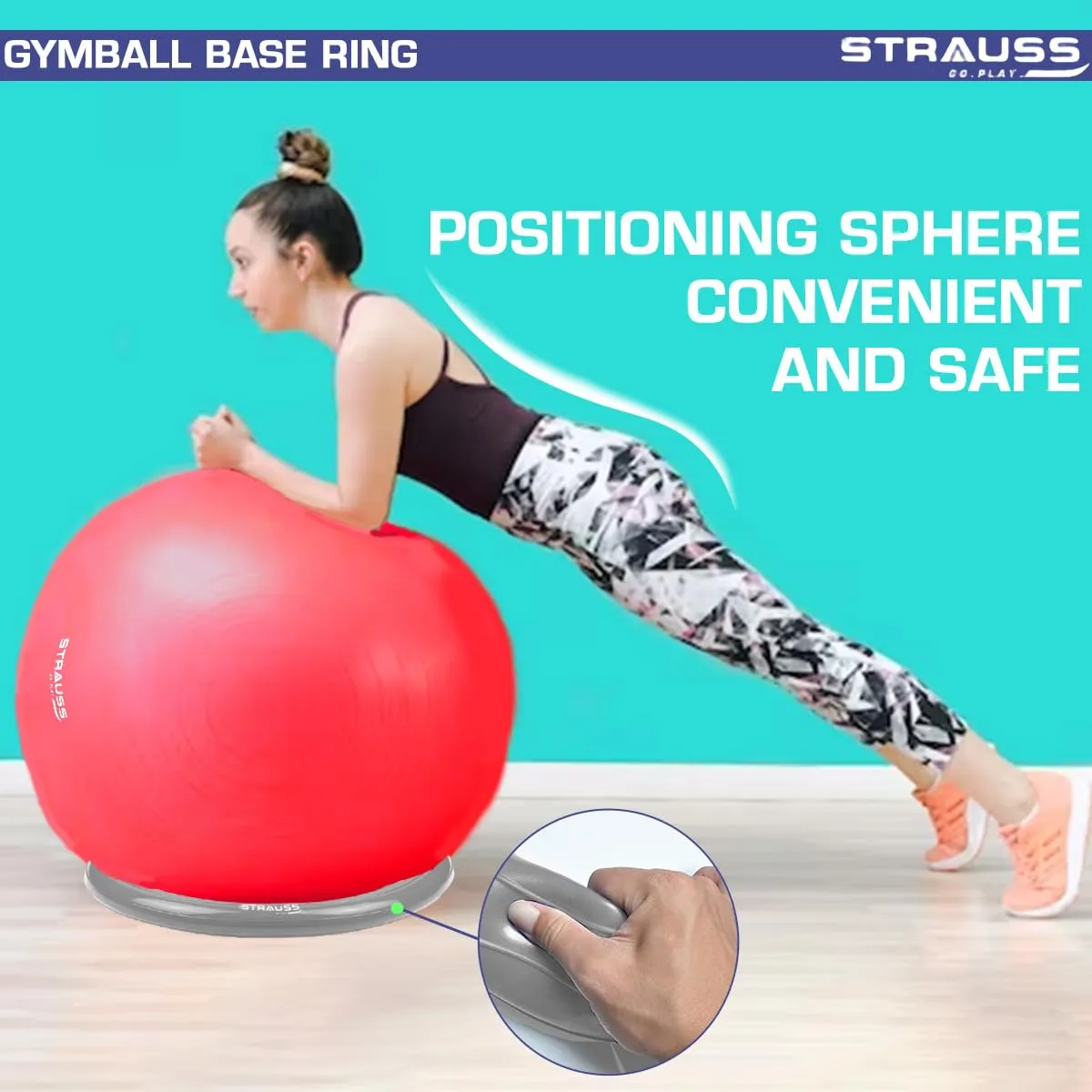 Strauss Gym Ball Base Ring | Round Anti Slip,Thickened & Stable Base| Yoga Ball Fitness Balance Base | Suitable for Home,Gym & Office,(Grey)