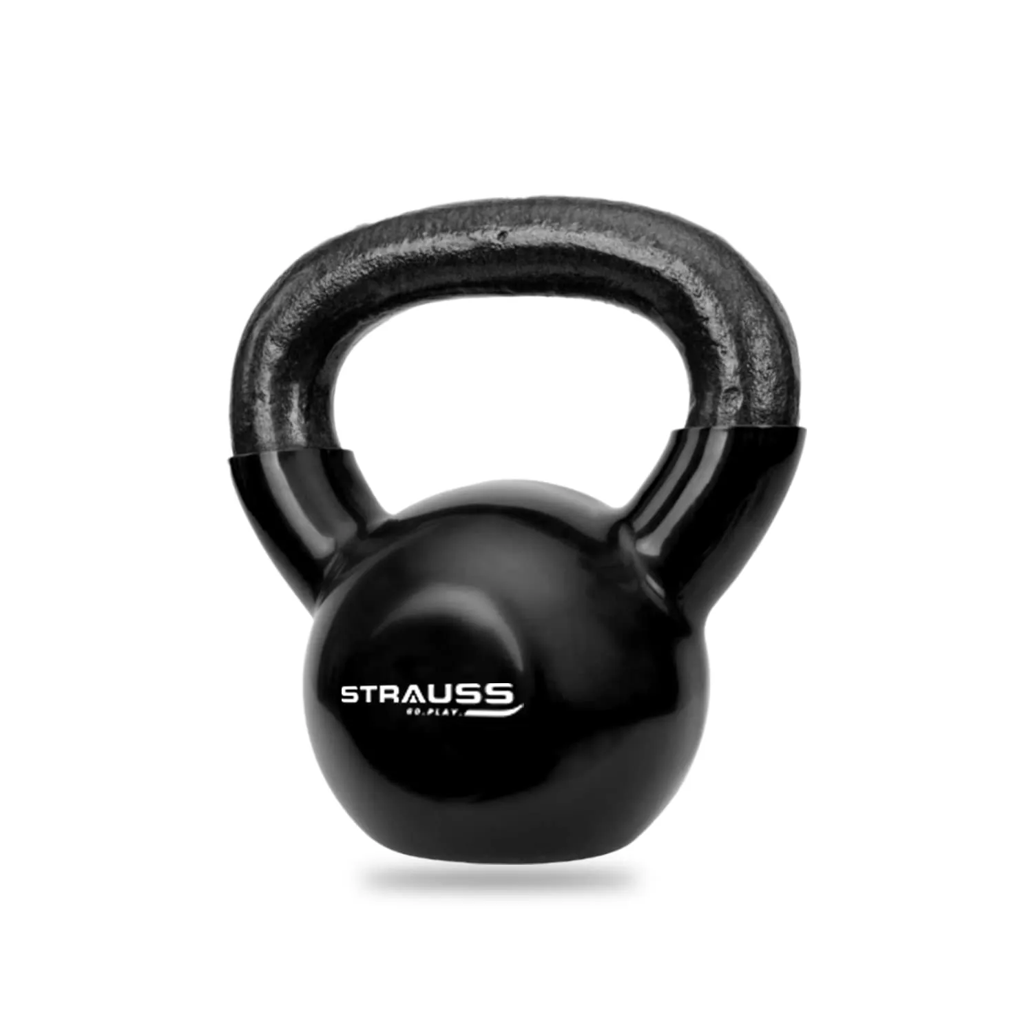 Strauss Premium Vinyl Kettlebell Weight for Men & Women | 12 Kg | Ideal for Home Workout, Yoga, Pilates, Gym Exercises | Non-Slip, Easy to Hold, Scratch Resistant (Black)