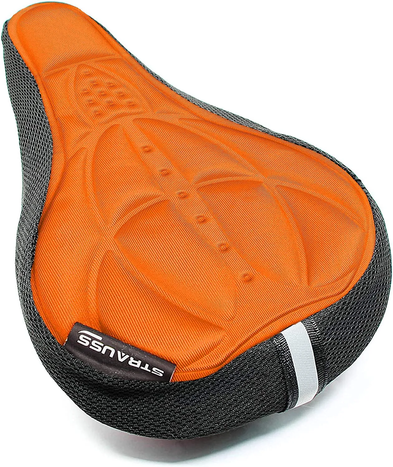 Strauss Saddle Seat Cover with Anti-Slip Granules & Soft, Thick Padding | Superior Comfort, Breathable Design | Comes with Adjustable Rope Straps & Fits All Cycles, (Orange)