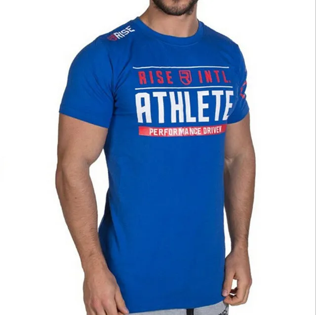 Summer mens Brand clothing Fashion Fitness t Shirt Crossfit Bodybuilding Muscle male Short sleeve Slim Cotton Tee tops apparel