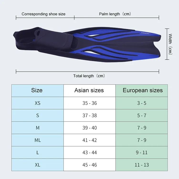 Swimming Free Diving Fins Silicone Flippers Diving Equipment, Size:XL（45-46）(Royal Blue)