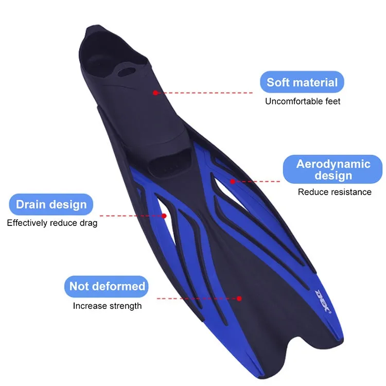 Swimming Free Diving Fins Silicone Flippers Diving Equipment, Size:XL（45-46）(Royal Blue)