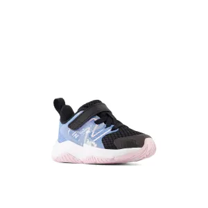 Toddler's New Balance Rave Run v2 Bungee Lace with Top Strap Color: Black with Blue Laguna