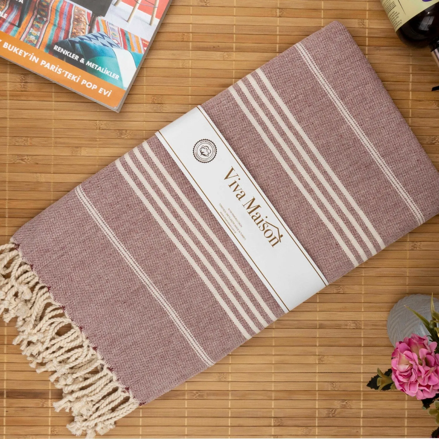 Turkish Cotton Striped Sports Bath Towel with Tassels Travel Gym Camping Bath Sauna Beach Gym Pool Blanket Absorbent Easy Care