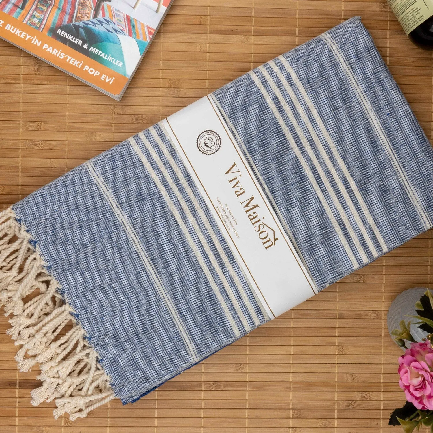 Turkish Cotton Striped Sports Bath Towel with Tassels Travel Gym Camping Bath Sauna Beach Gym Pool Blanket Absorbent Easy Care