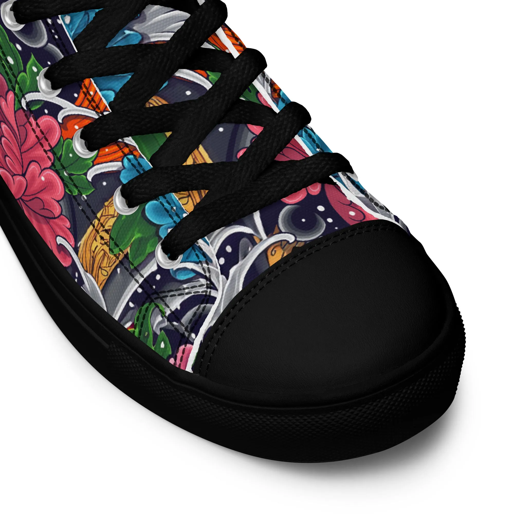 Unisex high top canvas shoes - Koi Fish