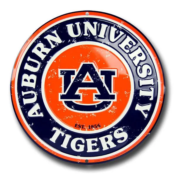 University of Auburn  Embossed Metal Circular Sign