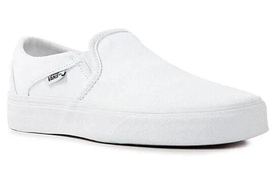 Vans Asher VN0A32QMI7Q Women's White Canvas Slip-on Skateboard Shoes KHO140