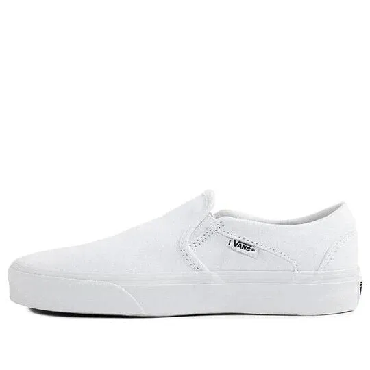 Vans Asher VN0A32QMI7Q Women's White Canvas Slip-on Skateboard Shoes KHO140