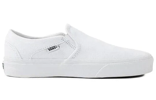 Vans Asher VN0A32QMI7Q Women's White Canvas Slip-on Skateboard Shoes KHO140