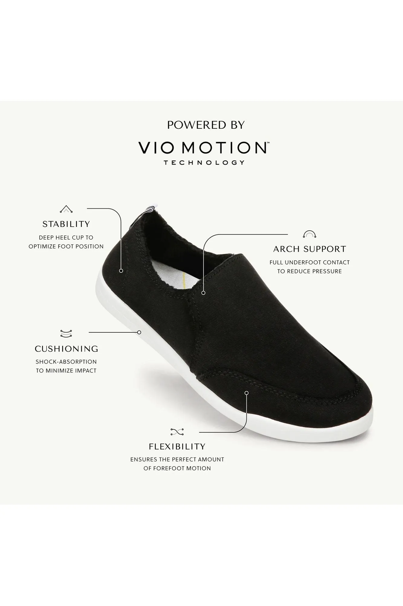 Vionic Canvas Slip-On Flat - Style Malibu BLK