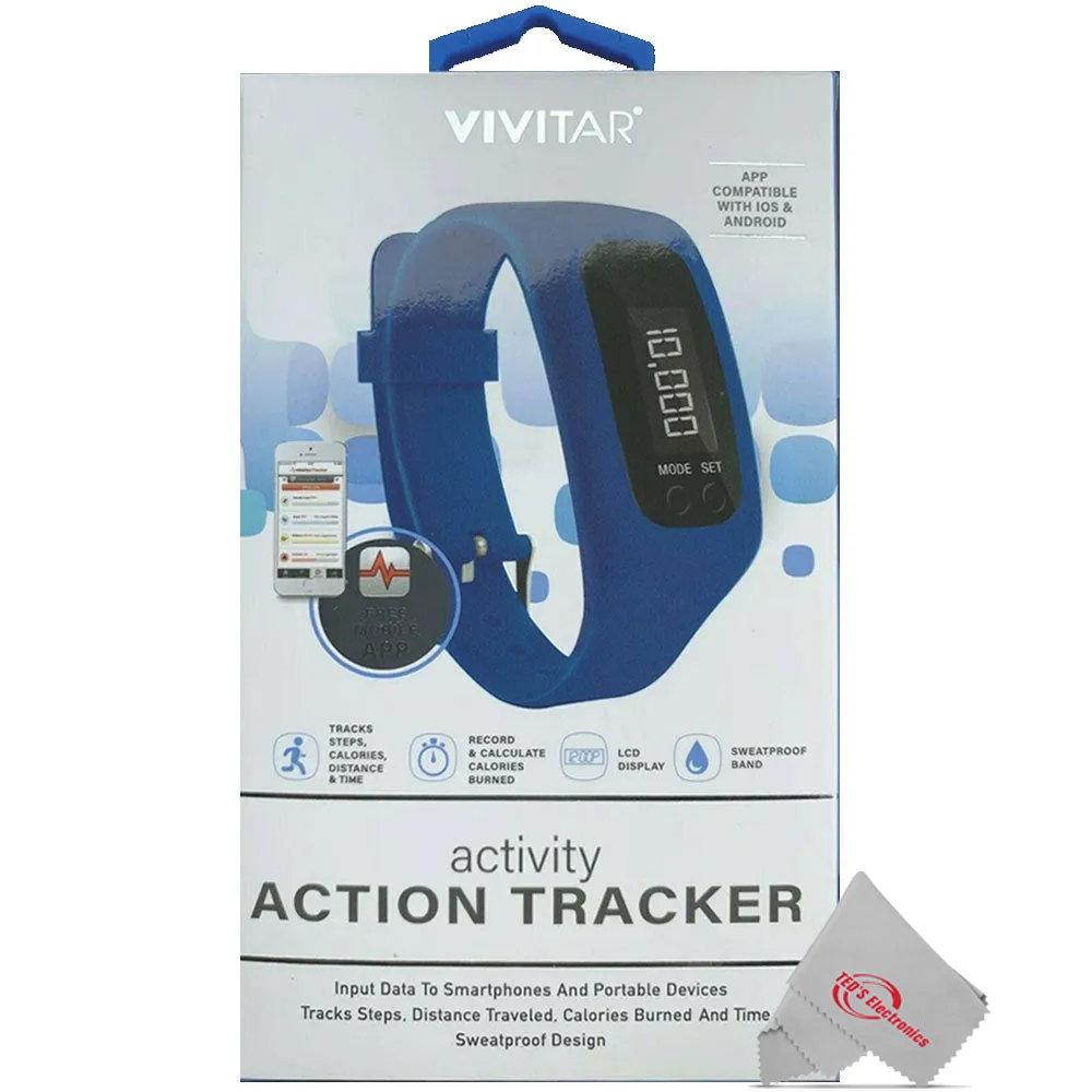 Vivitar Activity Action Tracker Fitness Watch Sweatproof Design iOS Android Compatible Tracks Steps Calories and Distance