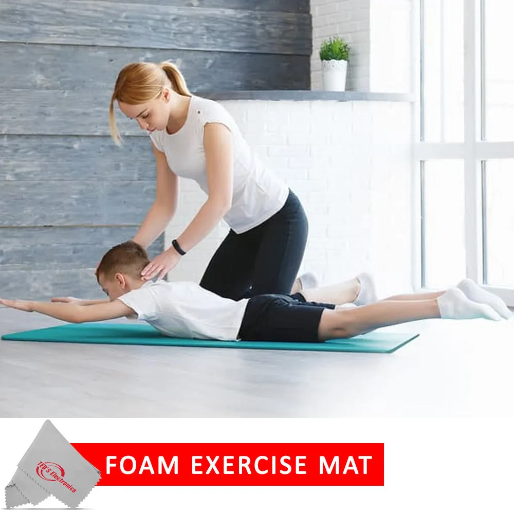 Vivitar PFV8277 5mm  High Density Foam Exercise Roll Up Mat Slip Resistant Surface Teal for Yoga Exercises