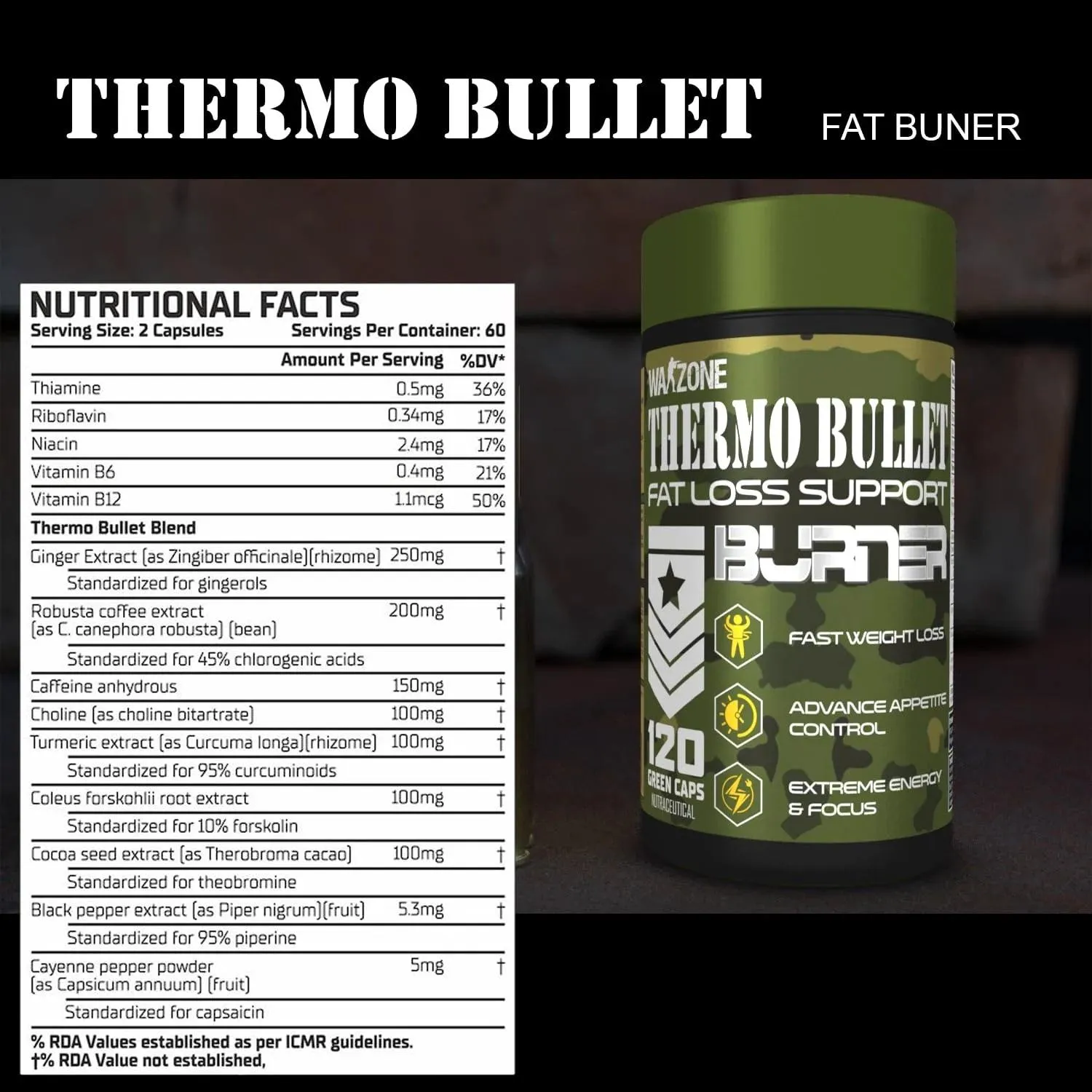 Warzone Thermo Bullet Thermogenic Fat Burner