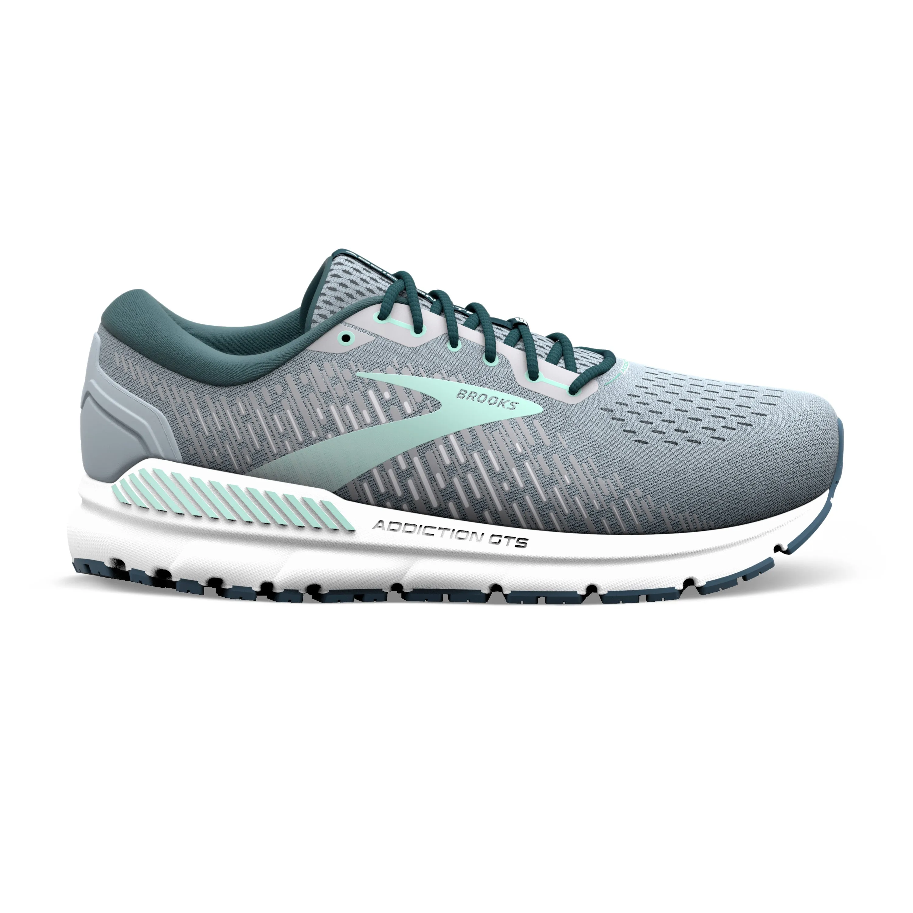 Women's Brooks Addiction GTS 15 Color: Grey/ Navy/ Aqua (NARROW WIDTH)