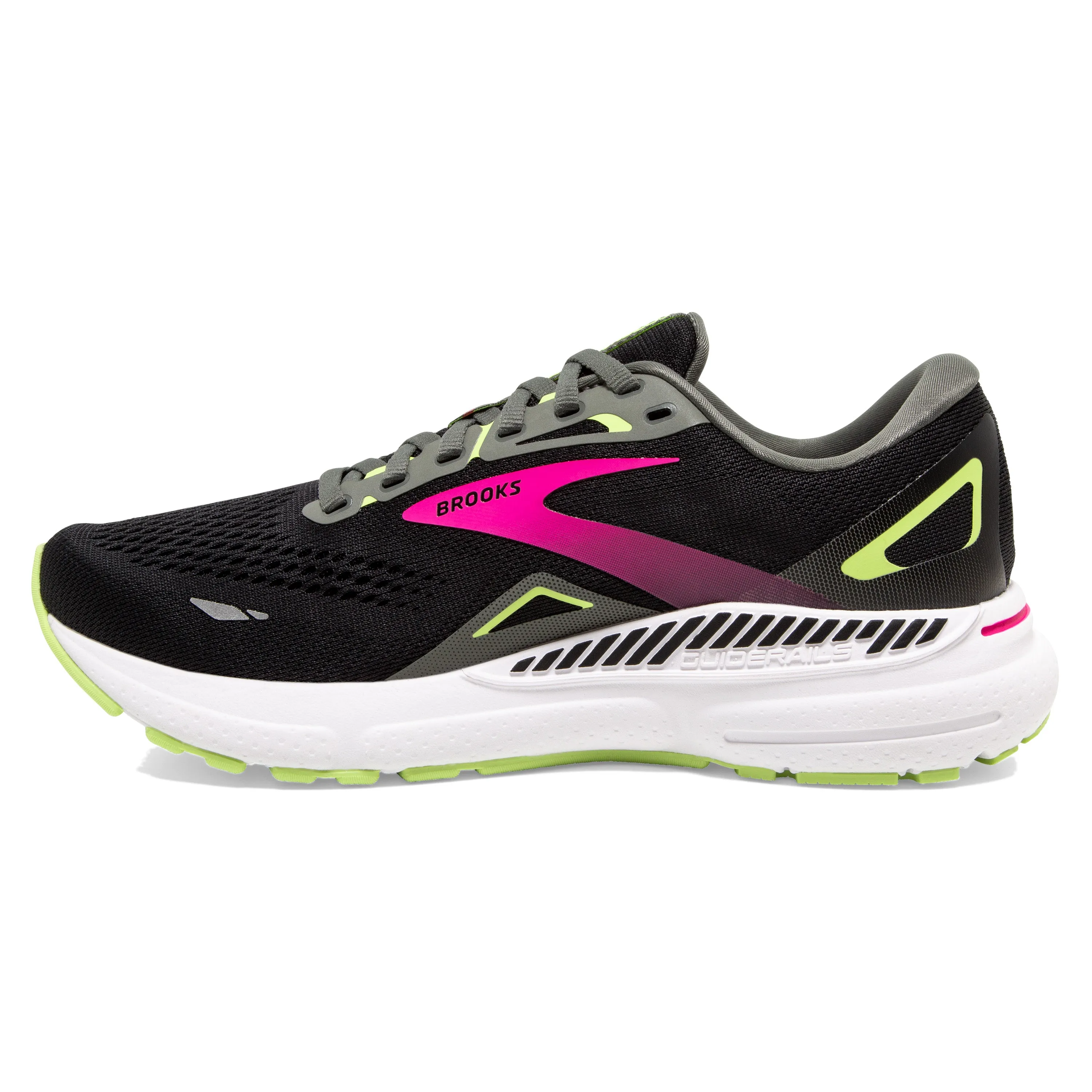 Women's Brooks Adrenaline GTS 23 1203811D037 Color: Black/Gunmetal/Sharp Green (WIDE WIDTH)