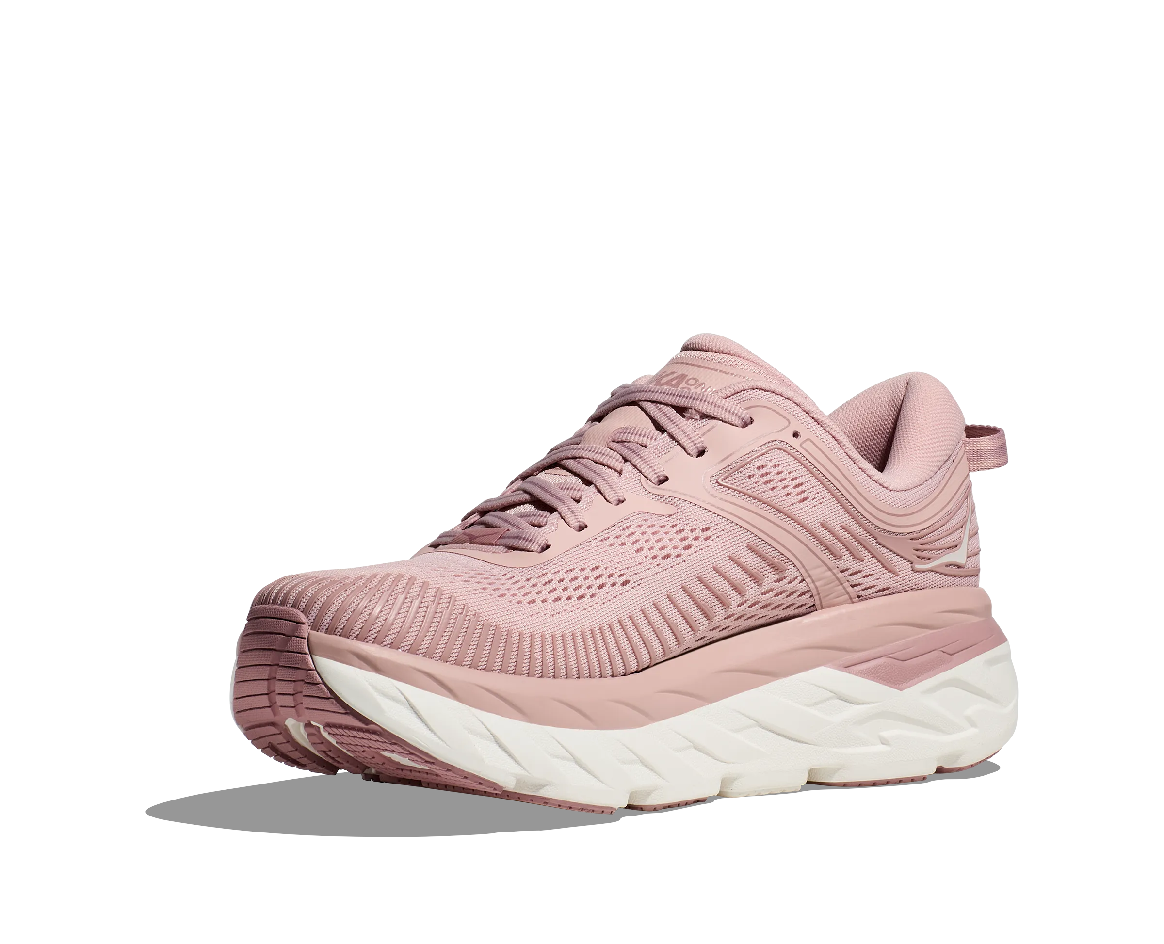 Women's Hoka Bondi 7 Color: Peach Whip / White (WIDE WIDTH)