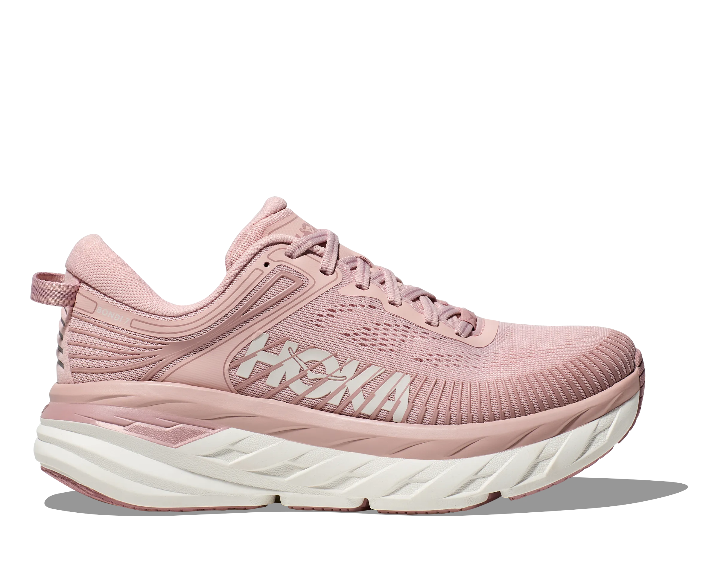 Women's Hoka Bondi 7 Color: Peach Whip / White (WIDE WIDTH)